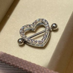 NWOT Silver heart Nipple ring pair